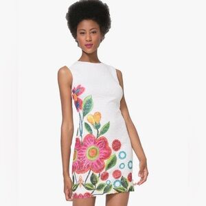 Desigual | Sleeveless Floral Lace Fitted Dress